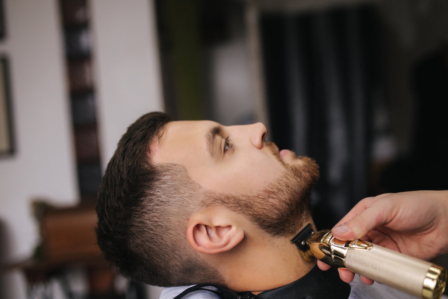 Professional Hairdresser Trimming Beard